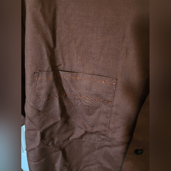 Vtg 1960s Mr. California Shirt Chess Crest Stitch Pockets Brown Size M Rat Pack - Picture 4 of 6